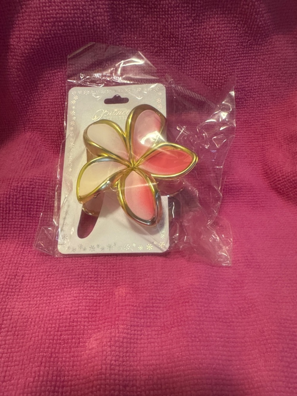 Princess Pink and Cream Flower Hair Clip